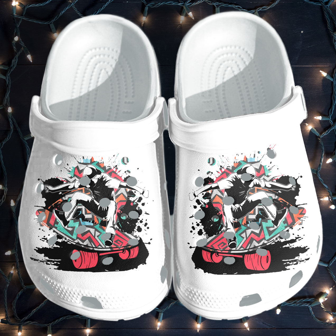 Skateboard Shoes Crocs Clog For Men Women   Skateboard Street Sports Funy Shoes Gifts For Boy Men Son